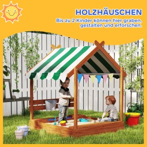 Outsunny Sandkasten Tannenholz 124 x 116 x 146cm Orange
