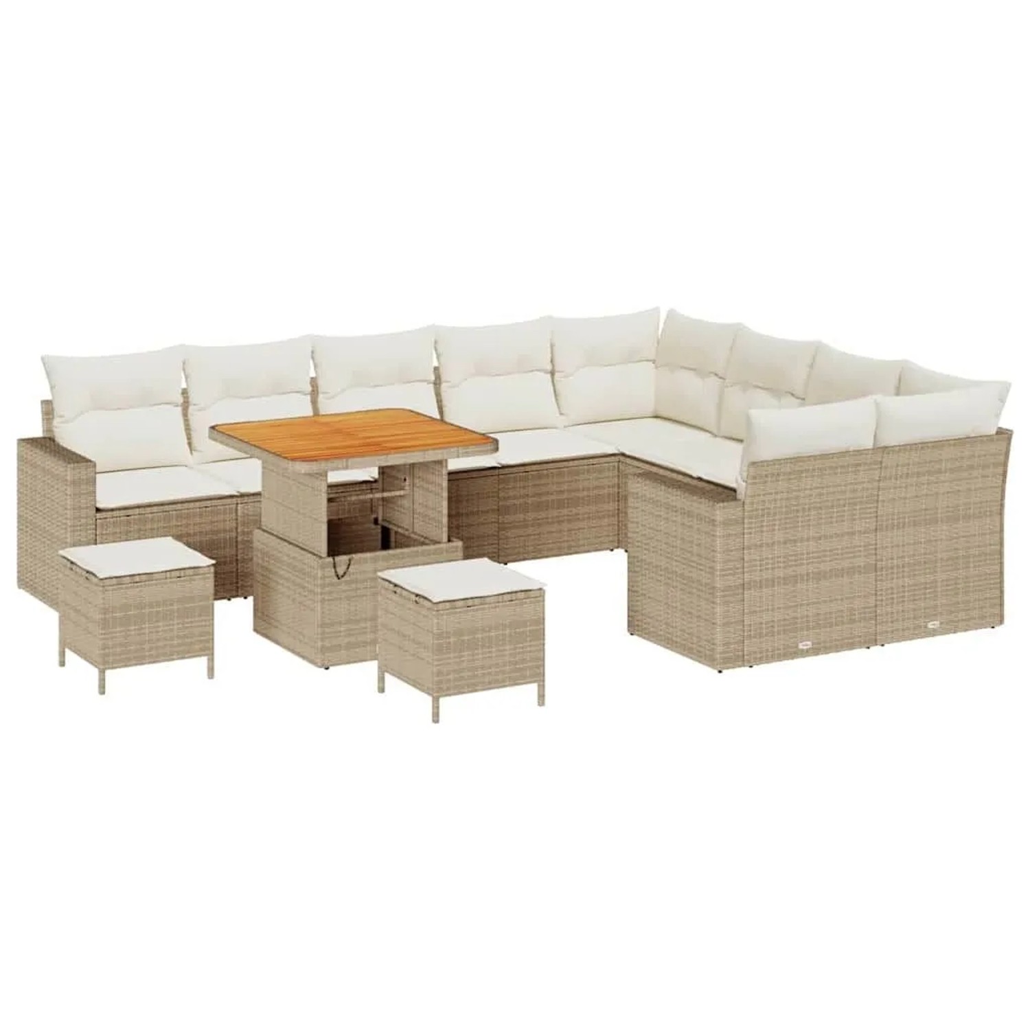vidaXL Gartensofa-Set mit Kissen 13 Stk Beige und Creme Poly-Rattan 3363601 günstig online kaufen