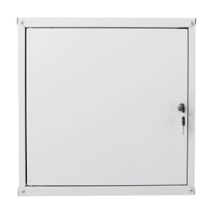 Grauer PROREGAL Schließfachwürfel Cubic XL, 45x45x45 cm, mit Tür und Schloss für Garderobenschränke.