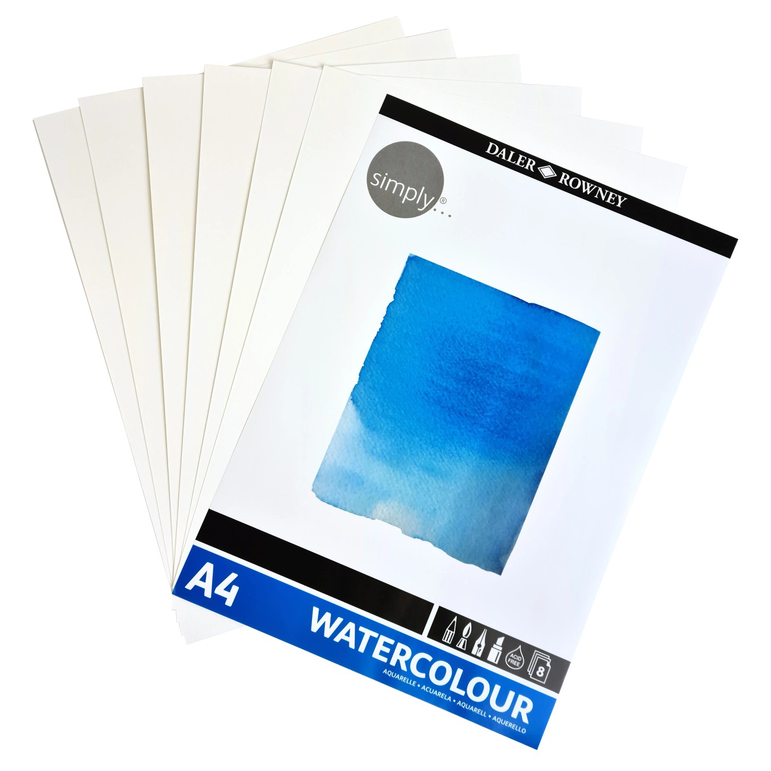 Daler-Rowney Aquarell-Set, 25-teilig, mit Aquarellpapier und Farbpalette.