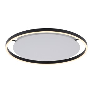 Moderne, anthrazitfarbene LED Deckenleuchte Ritus, Ø 60 cm, mit 3-Stufen-Dimmer für warmweißes Licht.