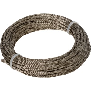 Aufgerolltes Drahtseil Profi, 3 mm x 10 m, aus Edelstahl, geeignet zum Heben und Sichern von Lasten.