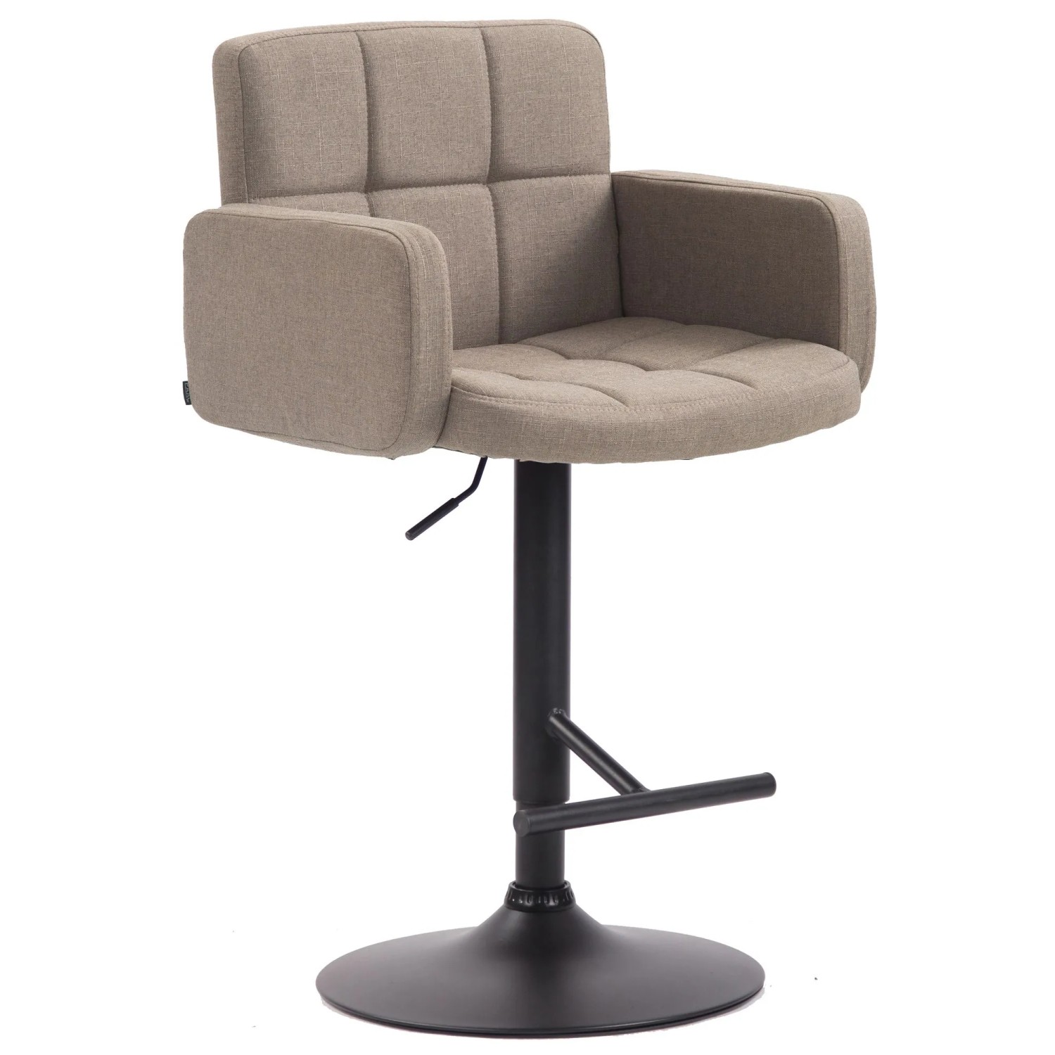 DELUKE Barhocker SUTUN Stoff Taupe 60x56x93cm Schwarz Barstuhl Höhenverstellbar Mit Lehne Drehbar Tresenhocker Tresenstu...