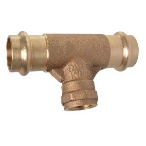 Kirchhoff RG-T-Stück, 22 mm x 18,7 mm, Rotguss Pressfitting für Sanitär- und Heizungsinstallation.
