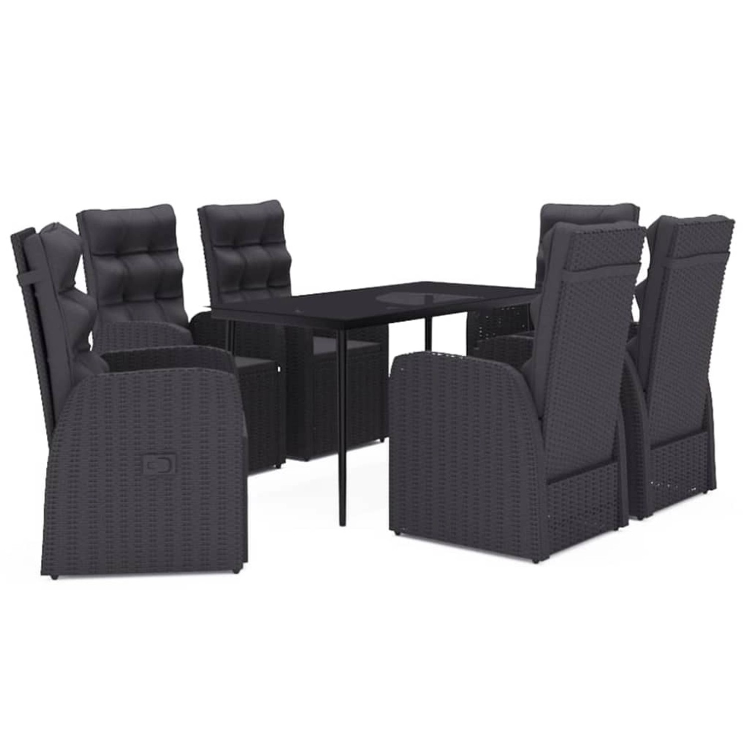 vidaXL 7-Tlg Garten-Essgruppe mit Kissen Schwarz 3099503 günstig online kaufen