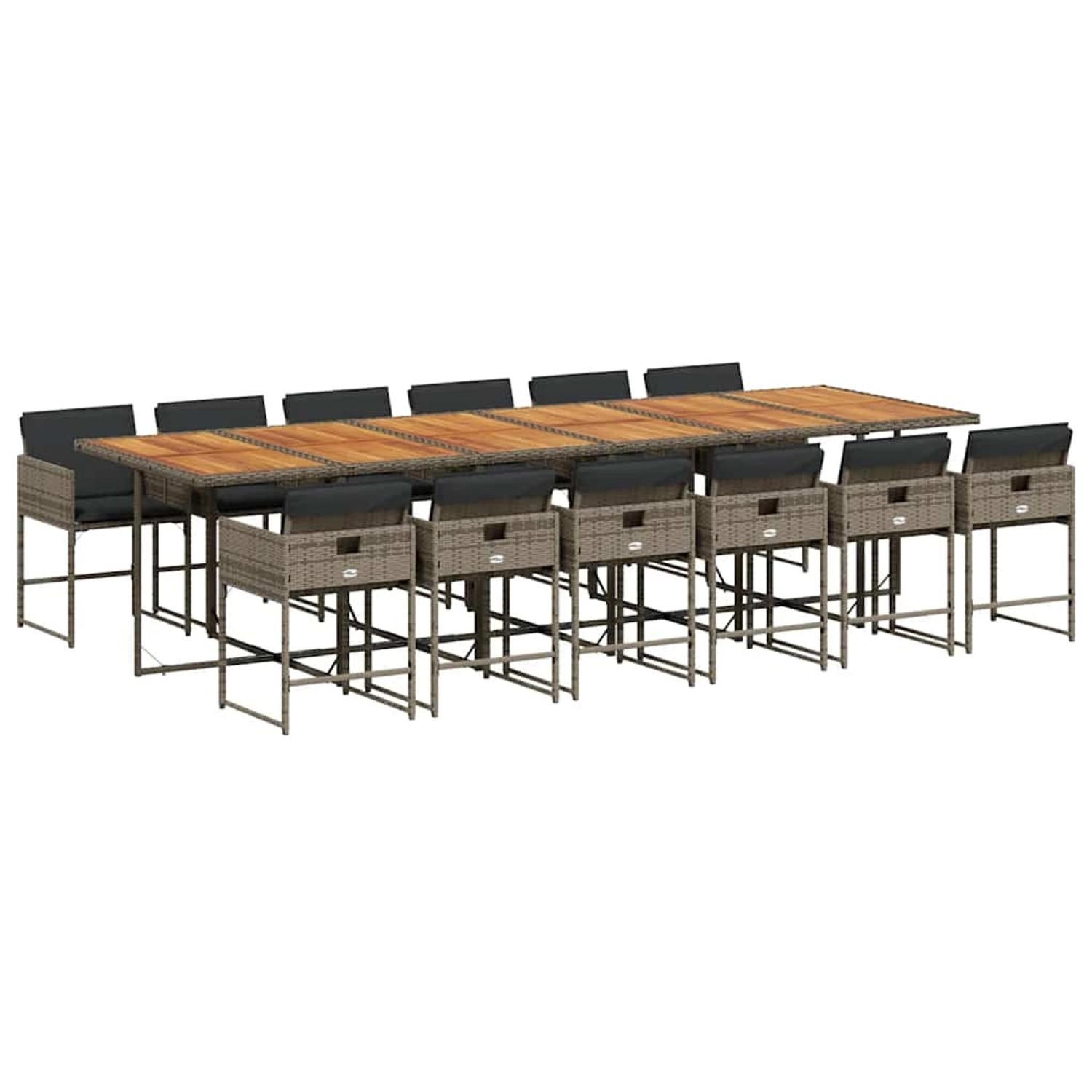 vidaXL 13-Tlg Garten-Essgruppe mit Kissen Grau Poly Rattan 3211310 günstig online kaufen