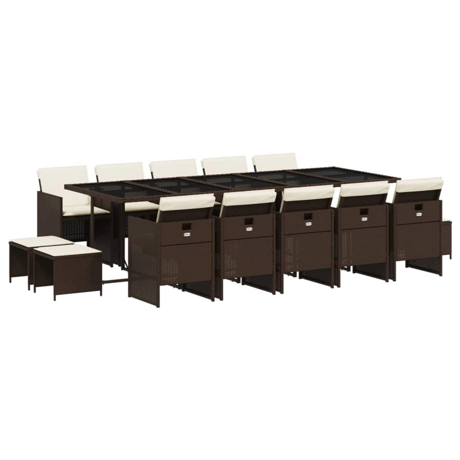 vidaXL 15-Tlg Garten-Essgruppe mit Kissen Braun Poly Rattan 3210633 günstig online kaufen