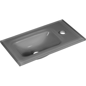 Graues Fackelmann Glas-Waschbecken, 45 cm, für Gäste-WC. Modernes Design mit Ablagefläche.