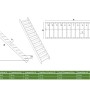 Technische Zeichnung einer geraden Holztreppe Mykonos Pro Buche mit Maßen und Ansichten.
