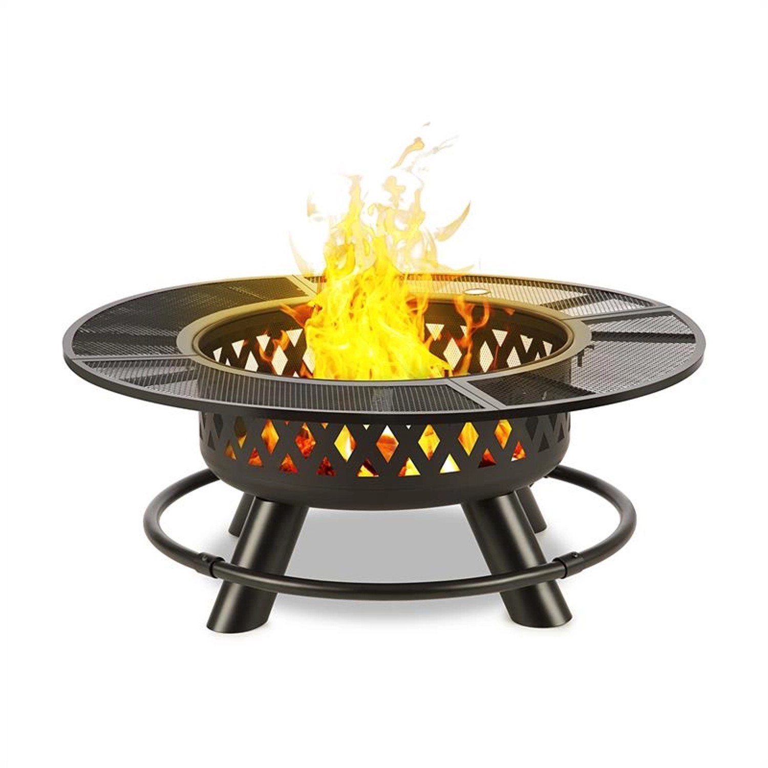 Blumfeldt Rosario 3-in-1-Feuerschale Ø 120 cm 70 cm Grill Tischplatte Stahl günstig online kaufen