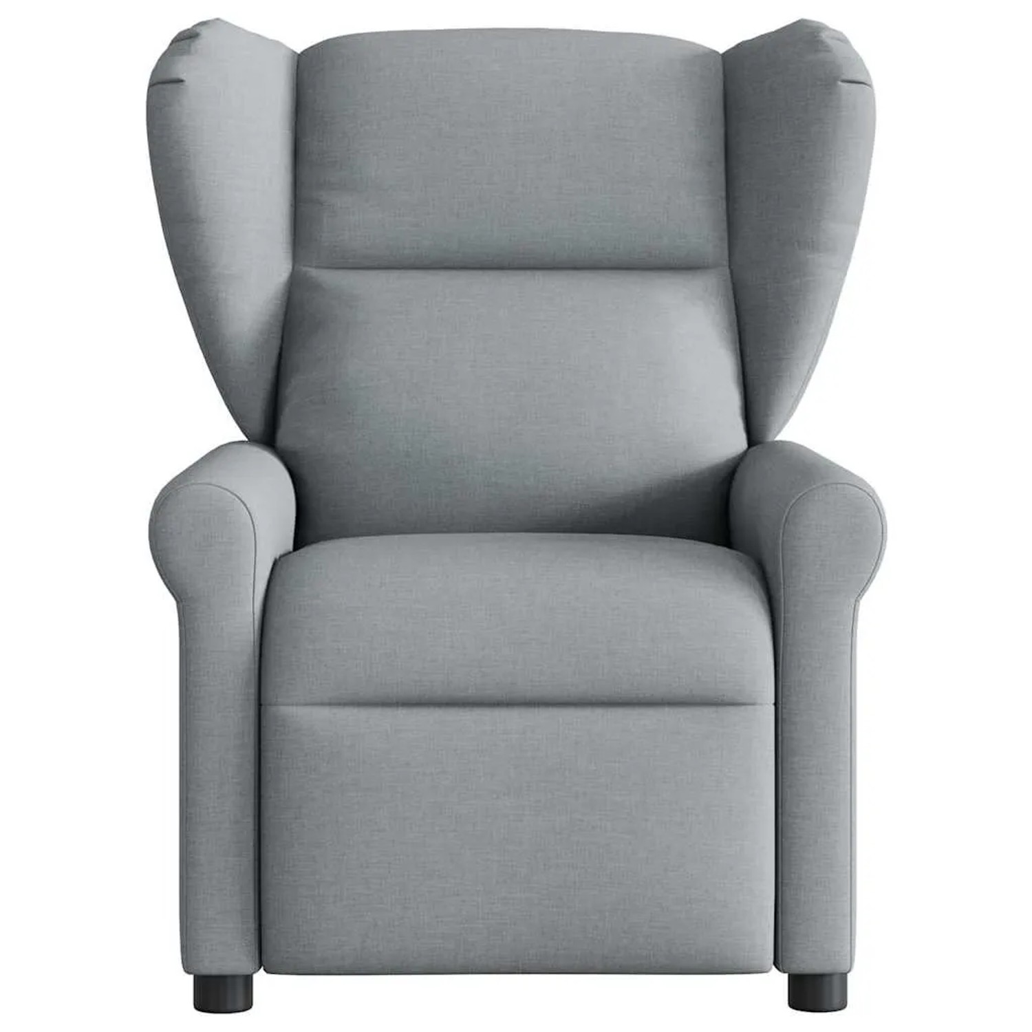 Hellgrauer Relaxsessel aus Stoff, Loungesessel mit hoher Rückenlehne und Armlehnen.