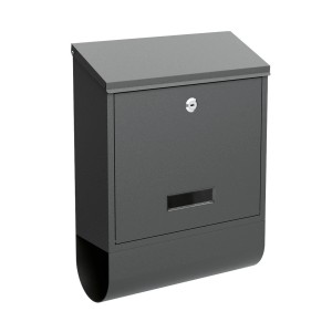 Basi Briefkasten BK 300M in Matt Anthrazit mit Zeitungsfach und Schloss.