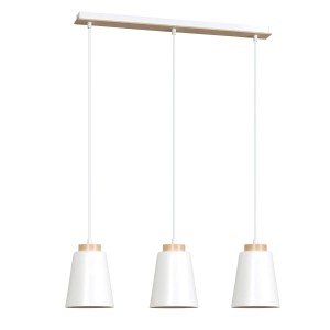 Licht-Erlebnisse Pendelleuchte 3-Flammig E27 Weiß 66 cm Breit Skandinavisch Metall Holz