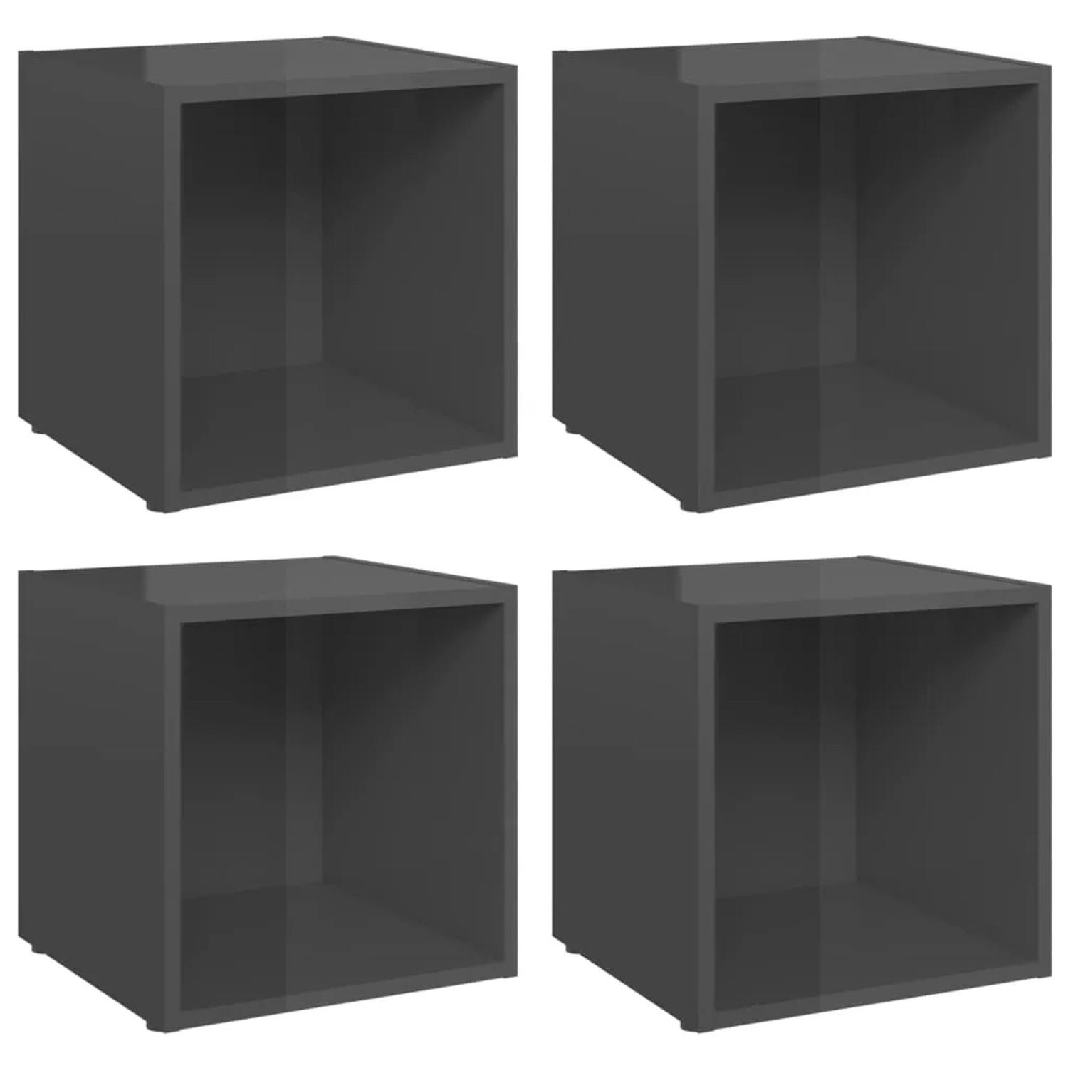vidaXL TV-Schränke 4 Stk Hochglanz-Grau 37x35x37 cm Holzwerkstoff 805524