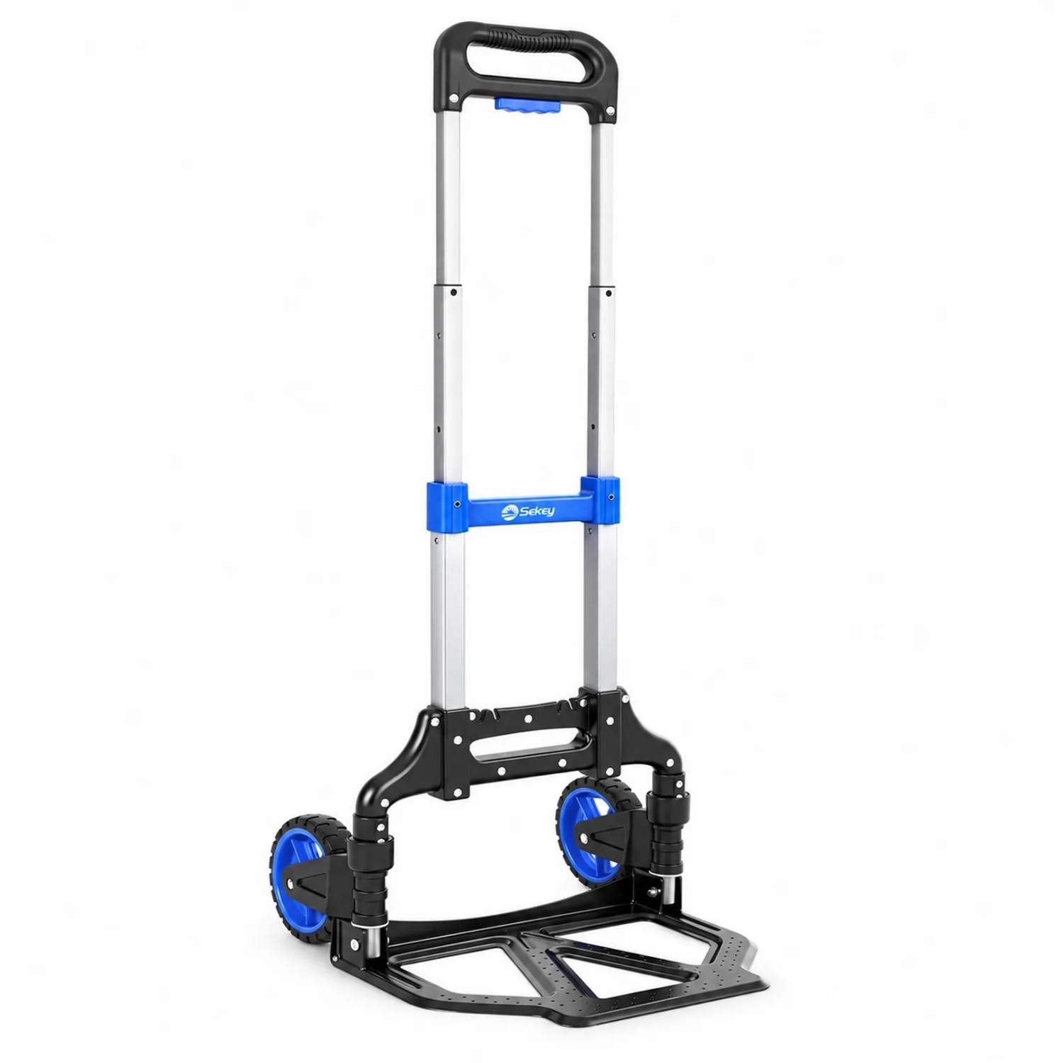 Sekey Sackkarre Alu Handwagen Transportkarre Klappbar Handkarre bis 80kg Tragfähigkeit 3-stufig Höhenverstellbar Klappkarre Faltbar in Sekunden