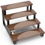 15er-Set KARAT Stufenmatten London Pro, halbrunde Form, beige, auf einer Treppe.