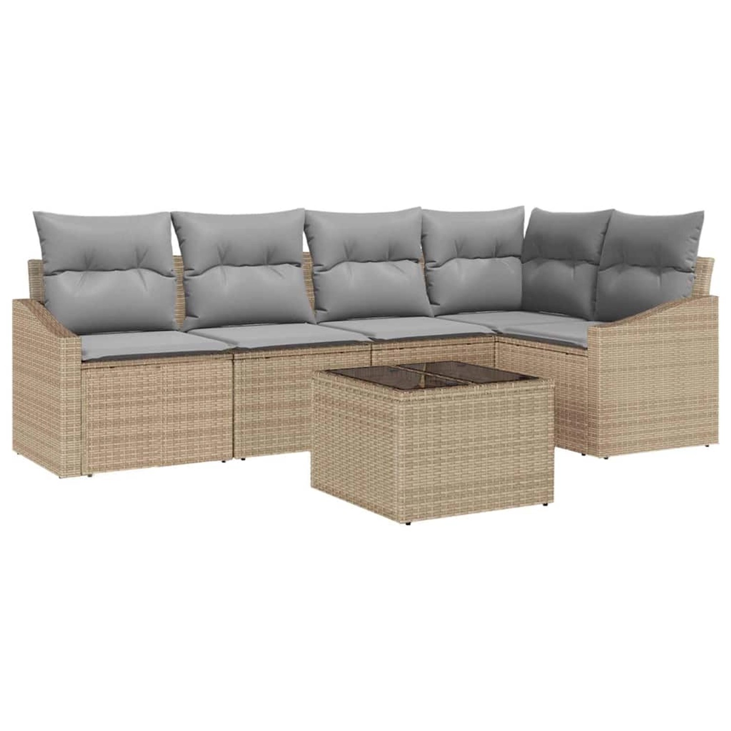 vidaXL Garten-Sofa-Set 6-Tlg Beige Poly Rattan 3346730 günstig online kaufen