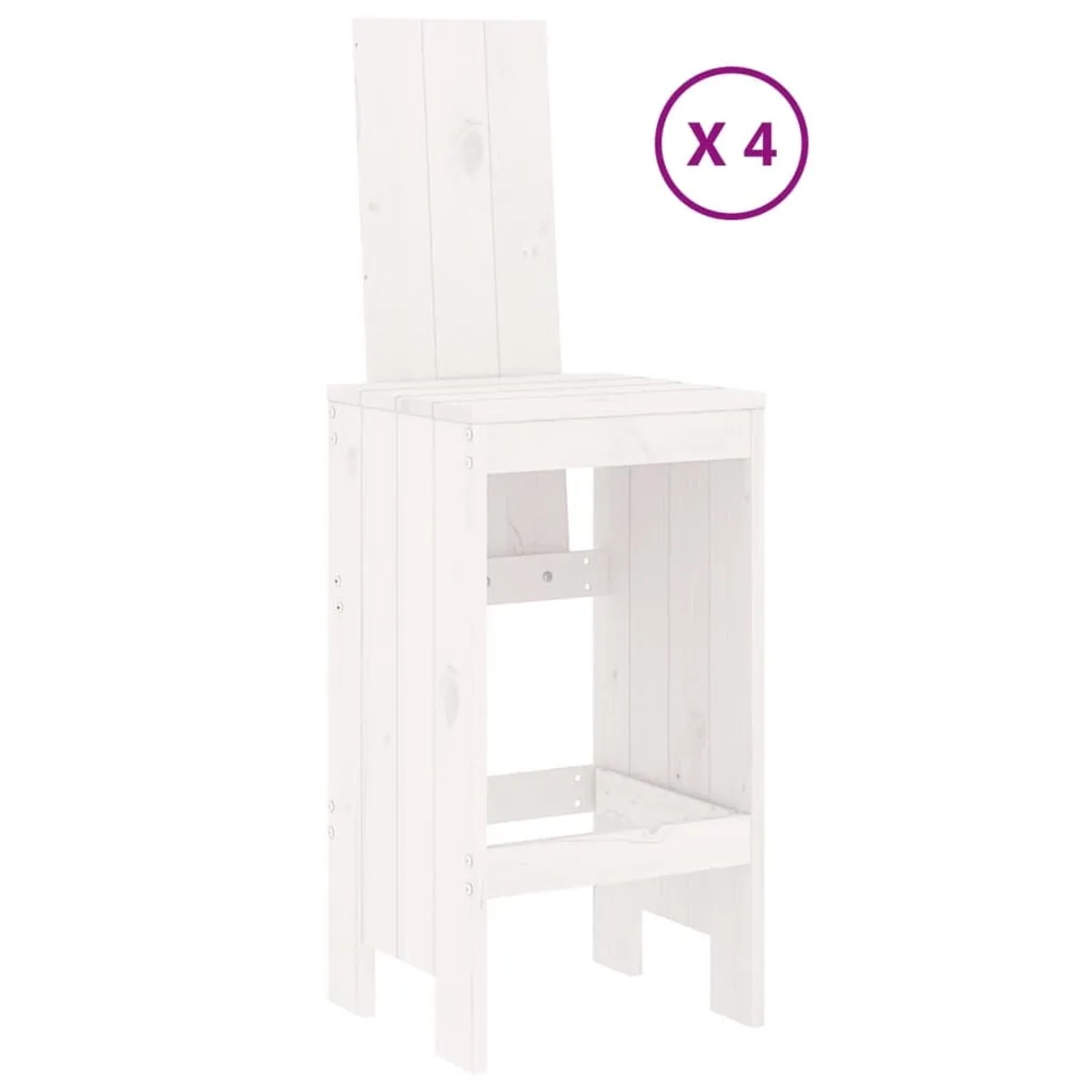vidaXL Gartenbar-Set, 5-teilig, weißes Kiefernholz: Bartisch und 4 Barhocker für Garten und Terrasse.