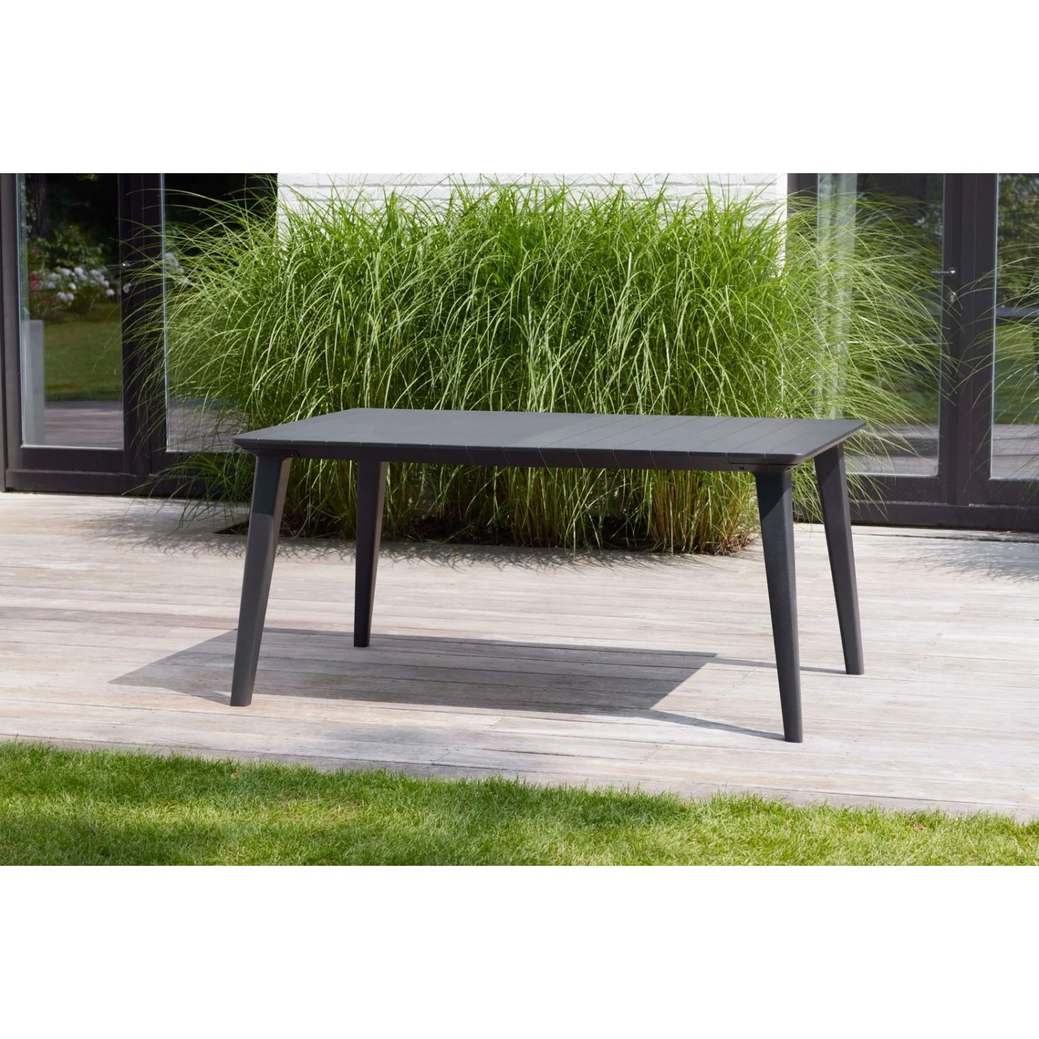 Allibert Lima Gartentisch, anthrazit, wetterfest, für 4-6 Personen, ideal für Garten und Terrasse.