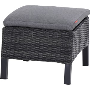 Siena Garden Hocker Taranto, anthrazit mit Kissen. Gartenhocker aus wetterfestem Geflecht und Aluminium.
