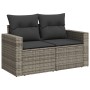 Graue vidaXL Garten-Sofagarnitur aus Polyrattan mit Kissen für Terrasse und Garten.