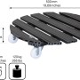Anthrazitfarbener Wagner WPC Pflanzenroller Ø 50 cm mit Rollen und Maßangaben.