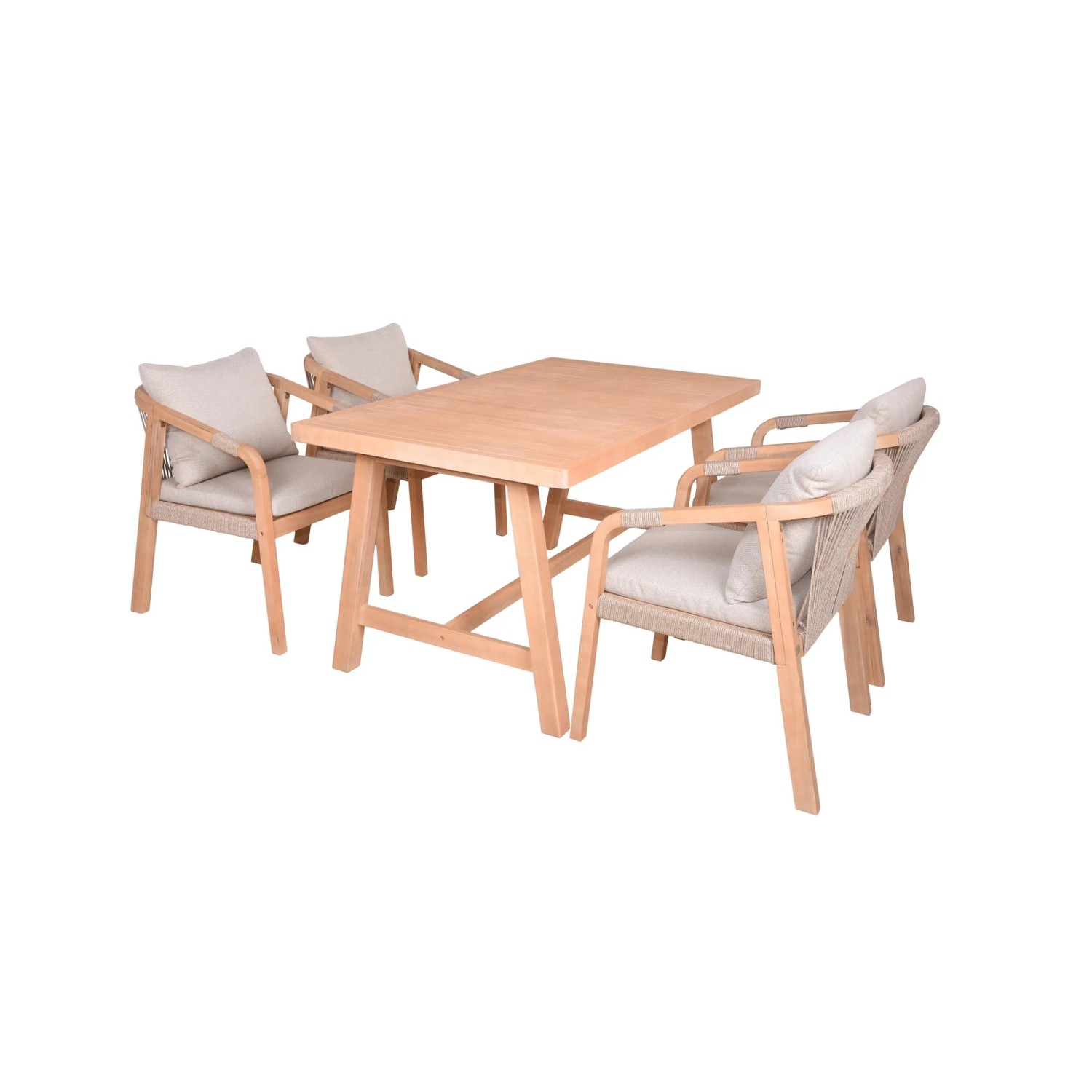 DELUKE Garten-Sitzgruppe BERGEN 5-tlg. Mit Auflagen Akazie Braun Gartenmöbel-Set Garten-Essgruppe Stühle Esstisch