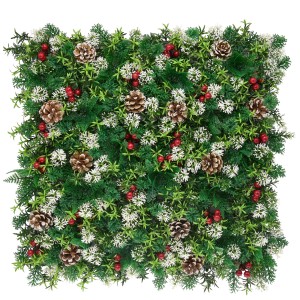 KARAT Pflanzenwand Festive: Dekorative Kunstpflanzenwand mit Tannenzapfen und Beeren.