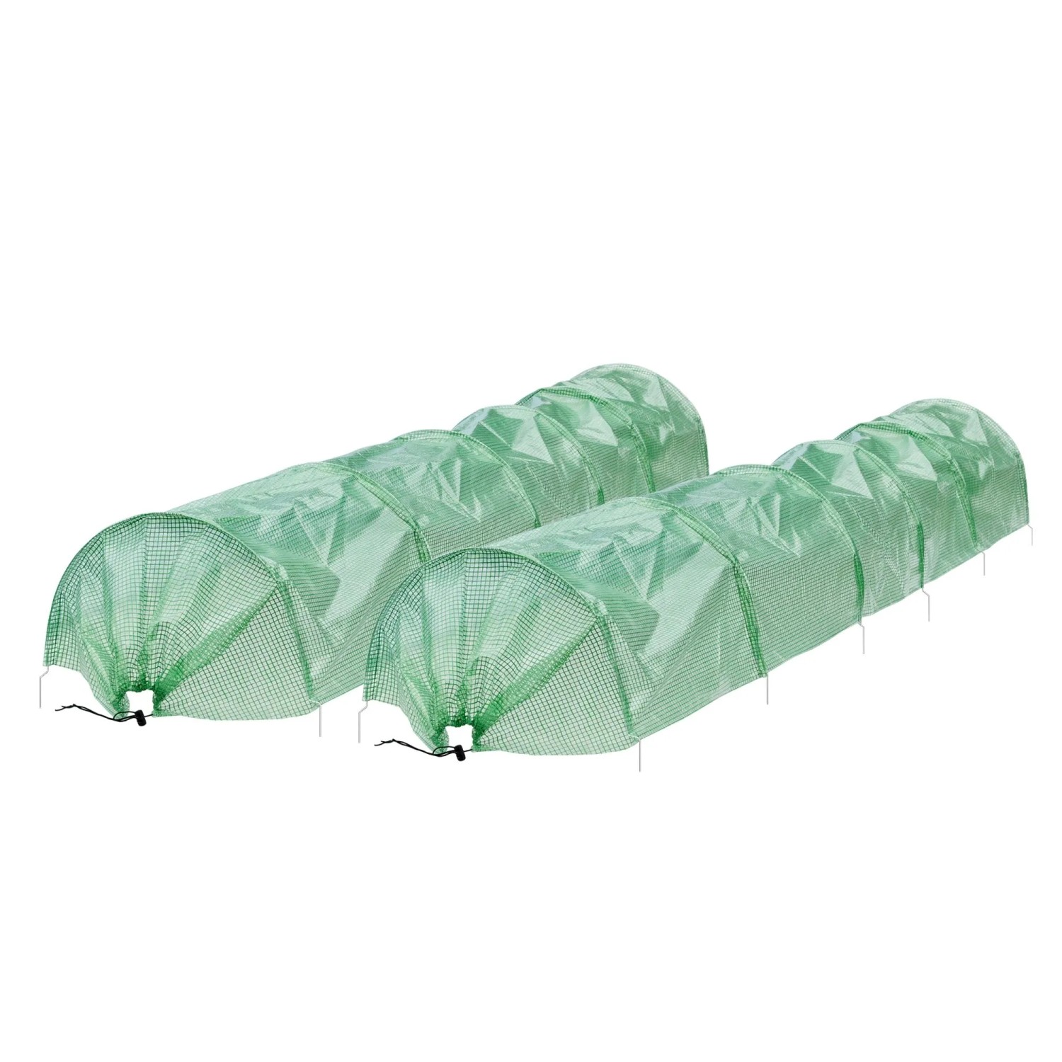 ECD Germany Folientunnel 2Er Set 300x55x35 cm 3m Transparent/Grün PE