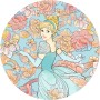 Runde Vlies Fototapete mit Cinderella und floralem Muster in Pastellfarben.
