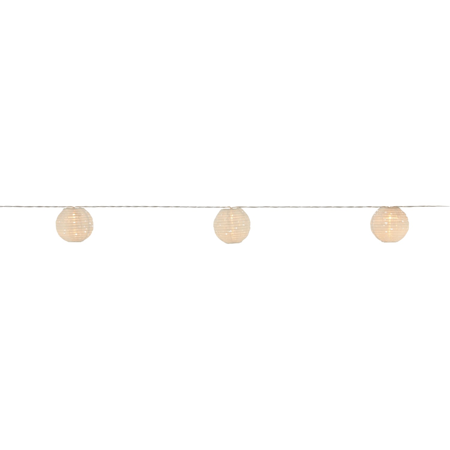Solar Lichterkette Fiuggi mit 24 weißen Lampions und warmweißen LEDs.