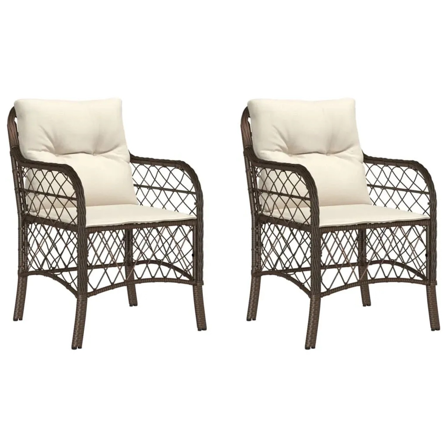 Furnicato Gartenstühle Mit Kissen 2 Stk Braun Poly Rattan