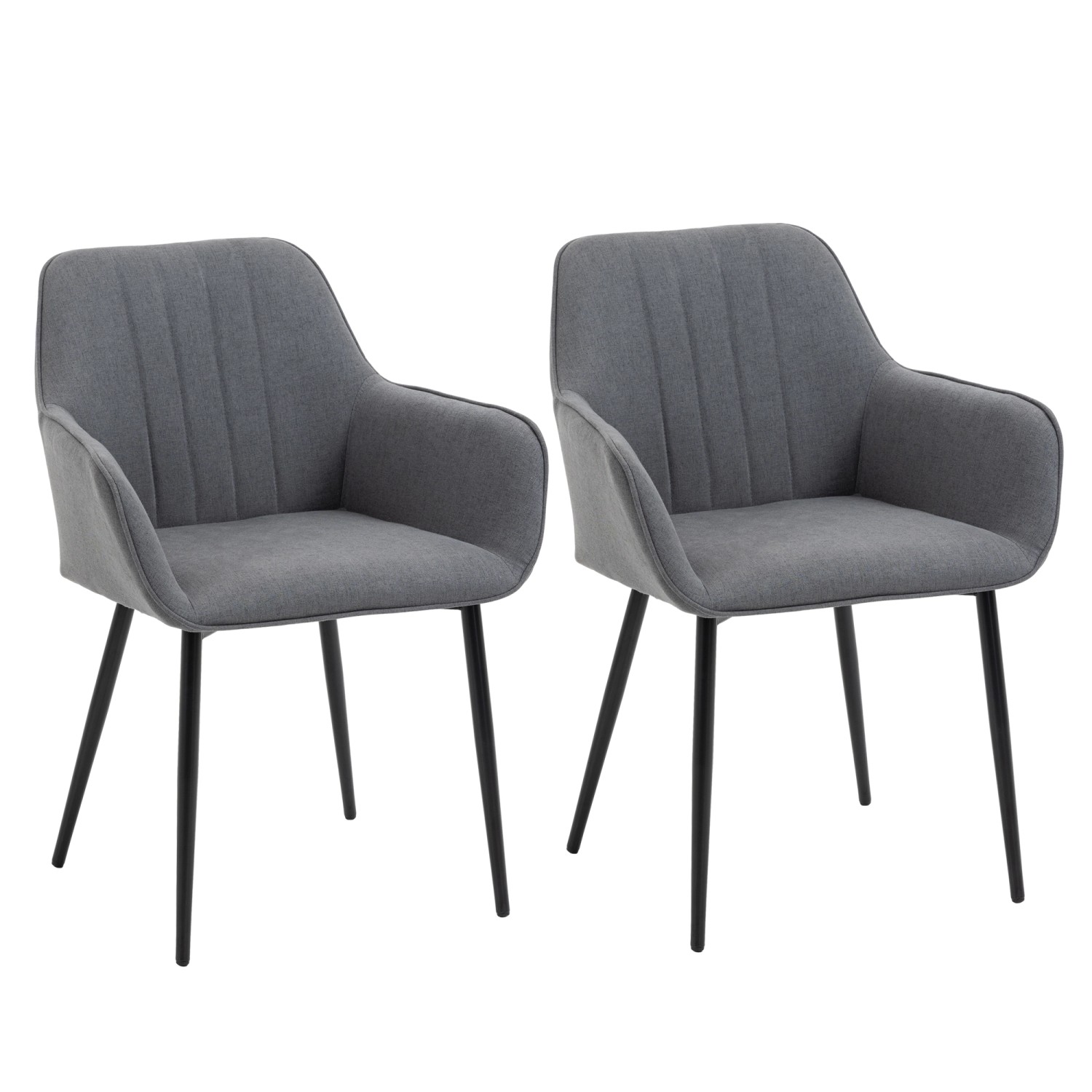 HOMCOM 2er Set Esszimmerstühle mit Rückenlehne 59,5L x 56,5B x 81L cm