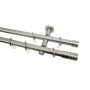 Gardinia Gardinenstangen-Set Zylinder, 2-läufig, Edelstahloptik, 240 cm, mit Ringen und Trägern.