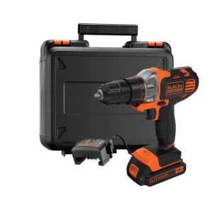 Black+Decker Multievo Akku-Multifunktionswerkzeug-Set MT218K mit Koffer, Ladegerät und Bohrschrauber-Kopf.