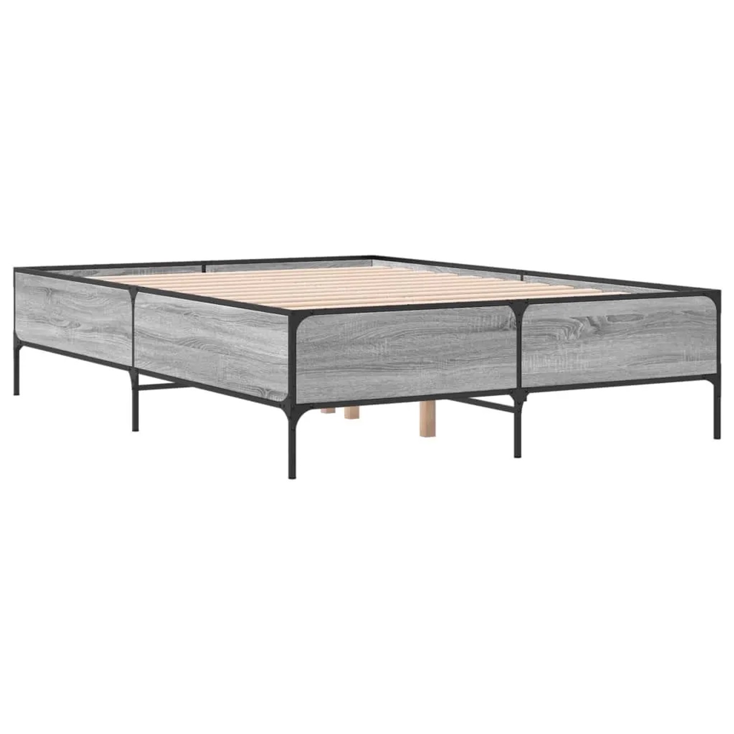 vidaXL Bettgestell Grau Sonoma 140x190 cm Holzwerkstoff und Metall 3279810 günstig online kaufen