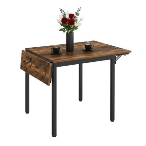 Relaxdays Esstisch MDF Eisen Holzoptik Vintagebraun Klappbar 76 cm x 120 cm x 78 cm