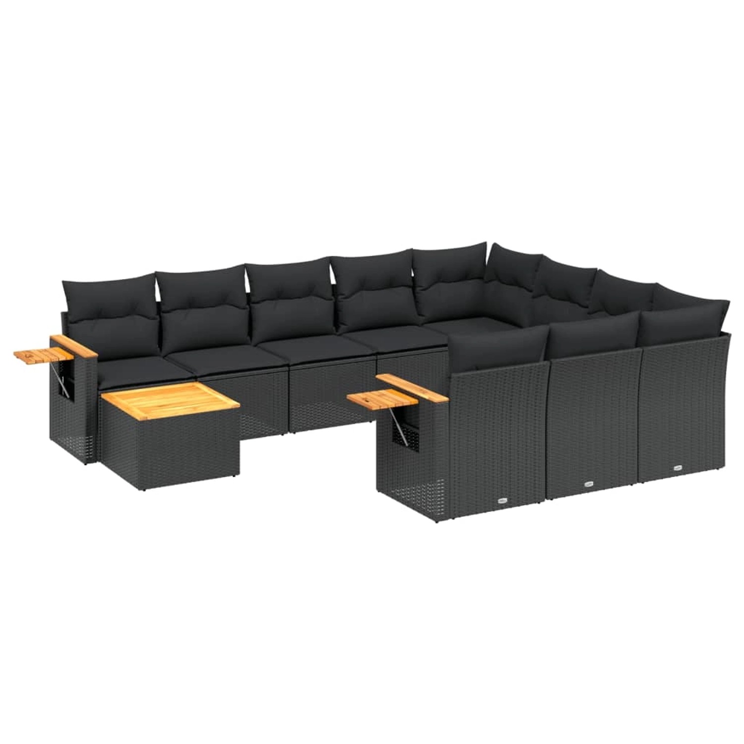 vidaXL 11-Tlg Garten-Sofagarnitur mit Kissen Schwarz Poly Rattan 3227203 günstig online kaufen