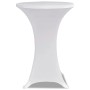 2er-Set weiße Stretch-Tischhussen für Stehtische mit Ø80 cm. Ideal für Partys und Empfänge.