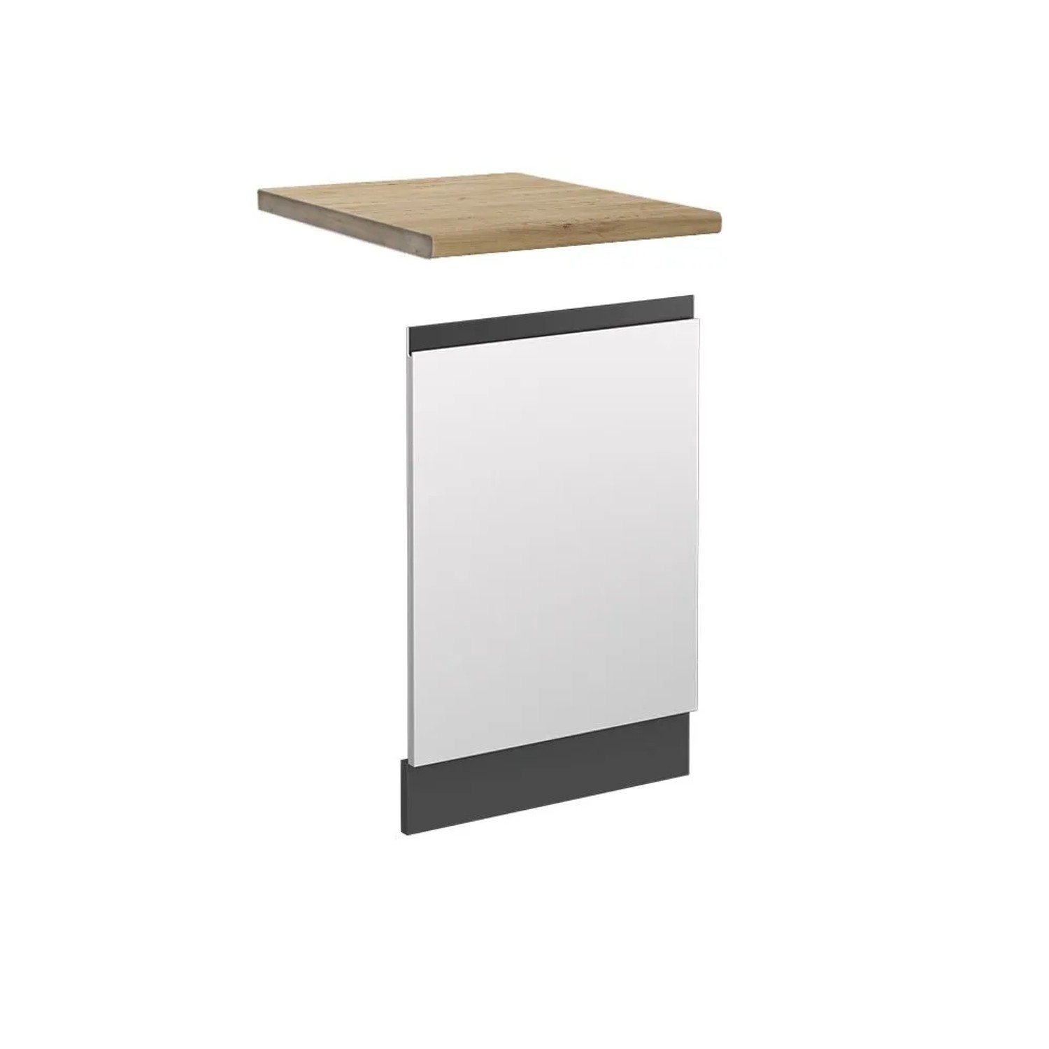 Vicco Frontblende R-Line Geschirrspüler Fronttür Weiß Anthrazit 45 cm J-Shape AP Eiche