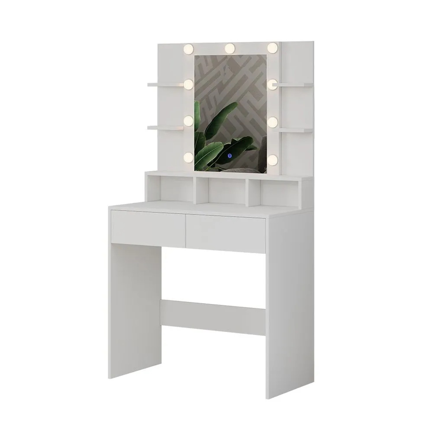 Vicco Schminktisch Taylor Weiß 80 x 147 mit Spiegel und LED-Beleuchtung