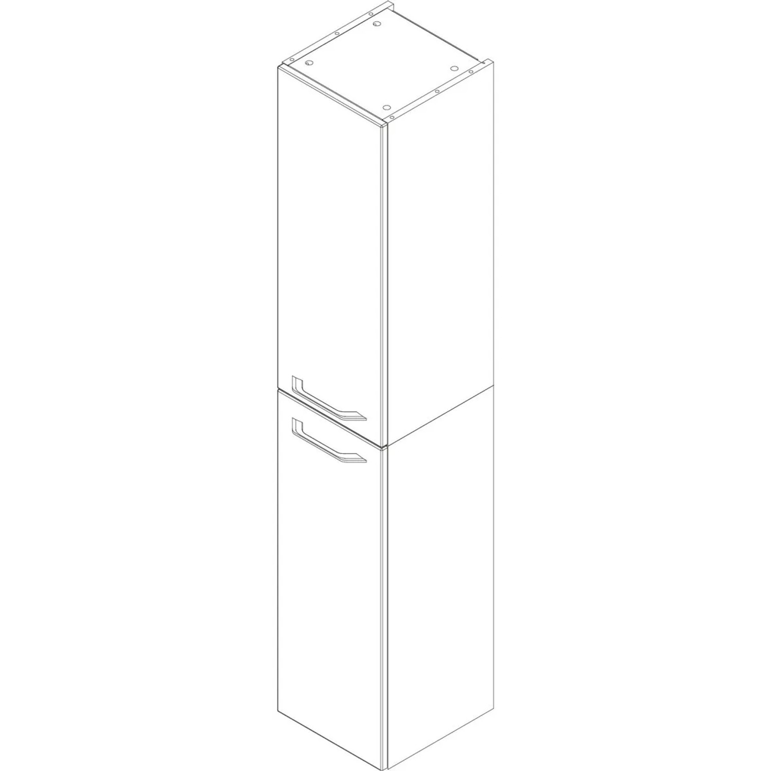 Fackelmann Bad-Hochschrank B.Clever, Alaska Esche, 30 cm breit, mit zwei Türen und Griffen.