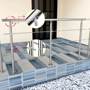 Duschparadies Edelstahl Geländer 200 cm mit 3 Querstäben für Innen und Außen