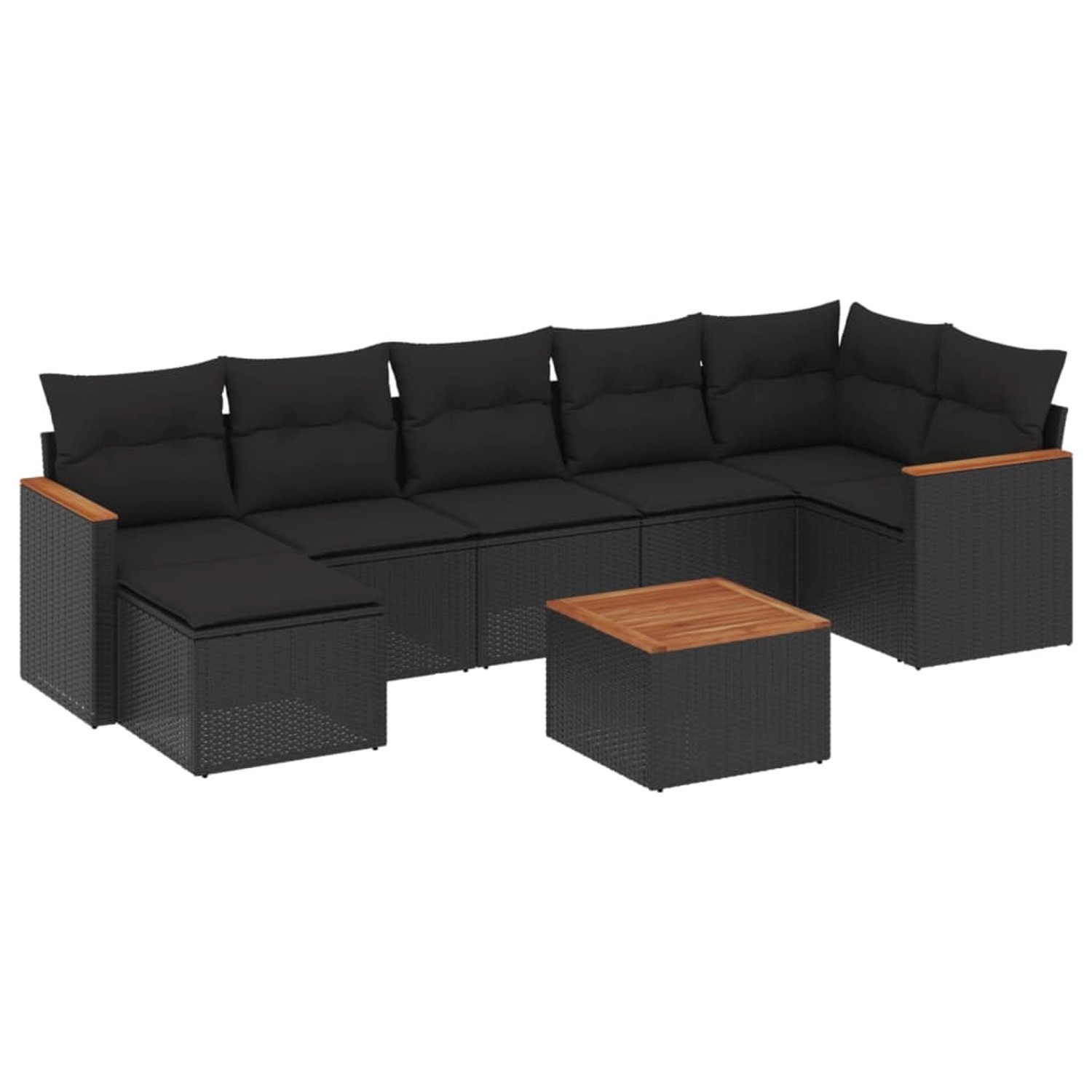 vidaXL 8-Tlg Garten-Sofagarnitur mit Kissen Schwarz Poly Rattan 3226195 günstig online kaufen
