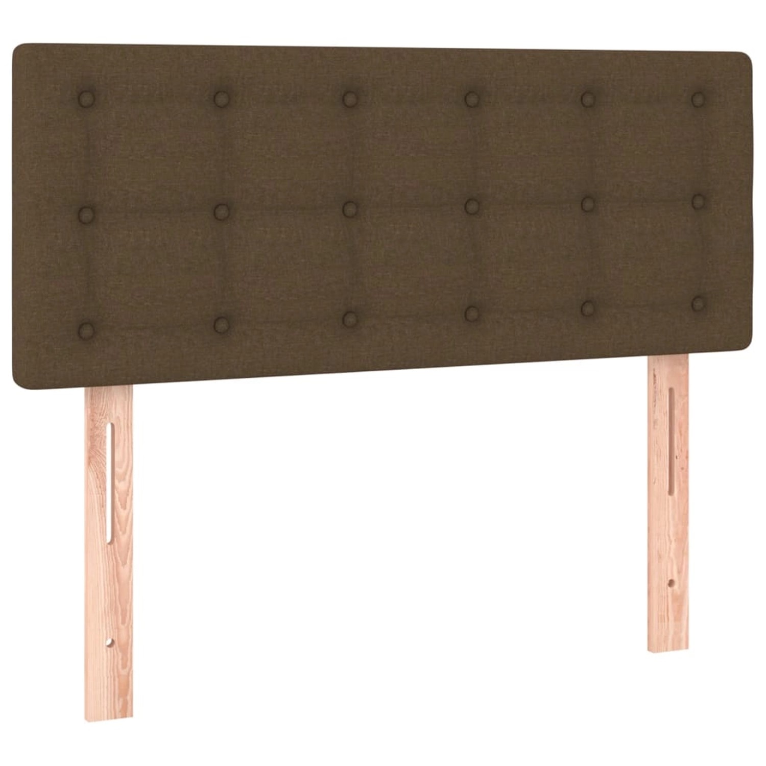 Boxspringbett vidaXL, dunkelbraun, 100x200 cm, Stoff mit Kopfteil und Holzfüßen.