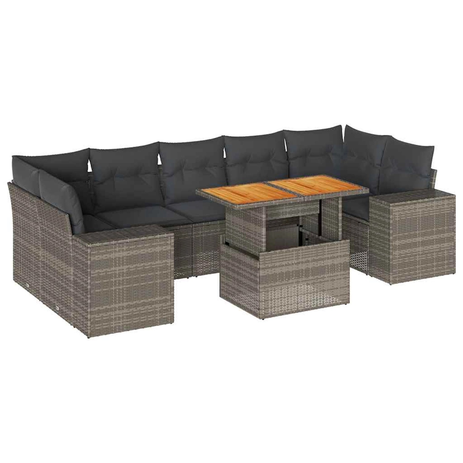 vidaXL 8-Tlg Garten-Sofagarnitur mit Kissen Grau Poly Rattan 3327350 günstig online kaufen