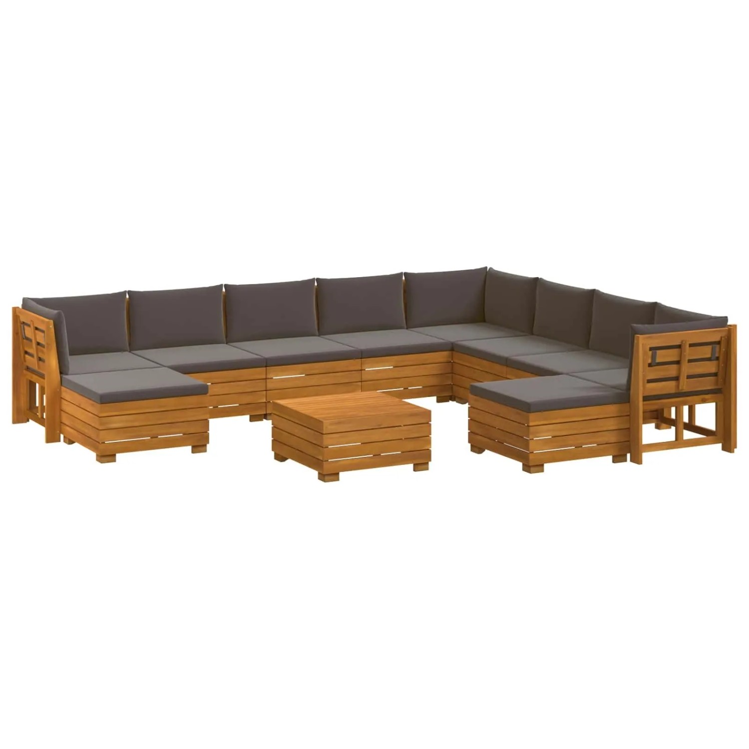 vidaXL Outdoor-Sofagarnitur 11 Stück Braun Massivholz Akazie 3403110