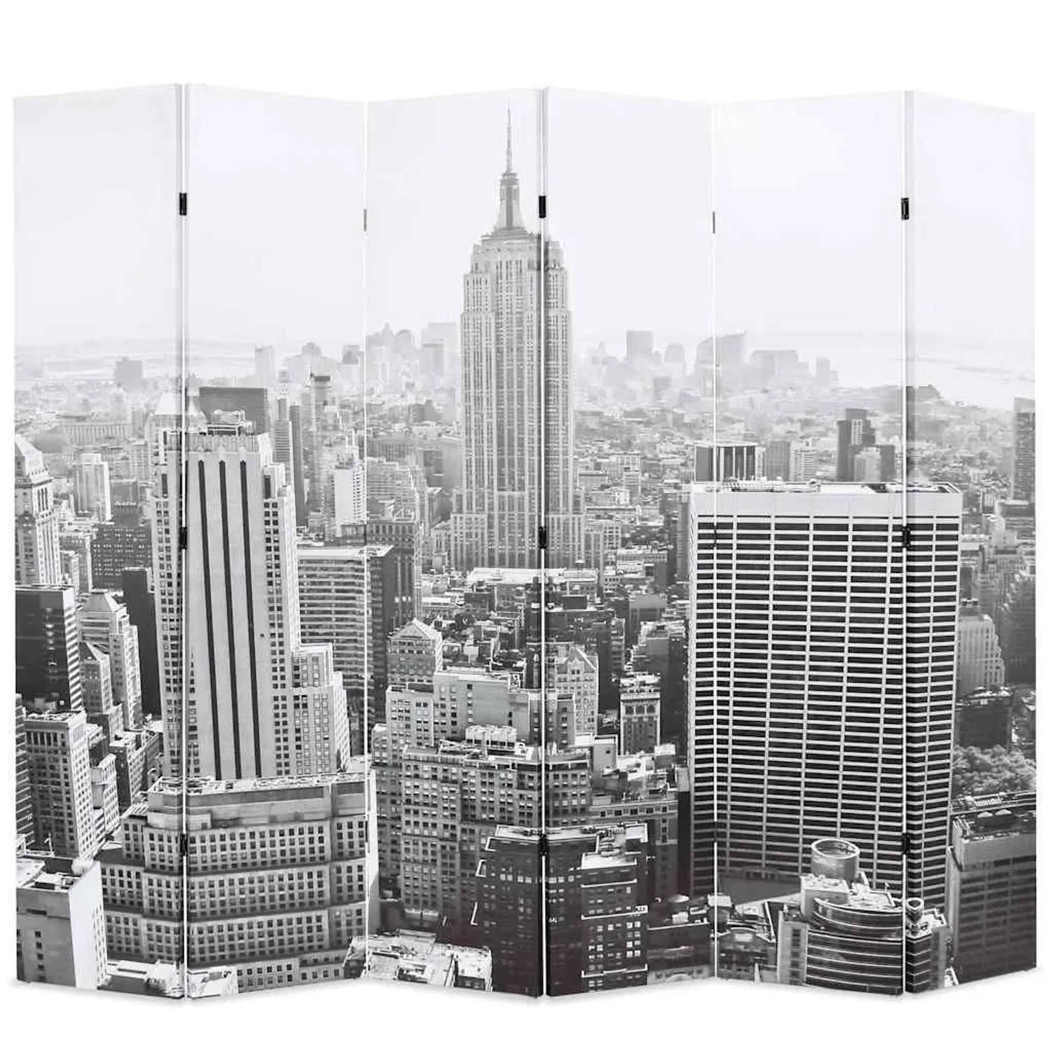 vidaXL Raumteiler Klappbar 228 x 170 cm New York bei Tag Schwarz-Weiß 245860