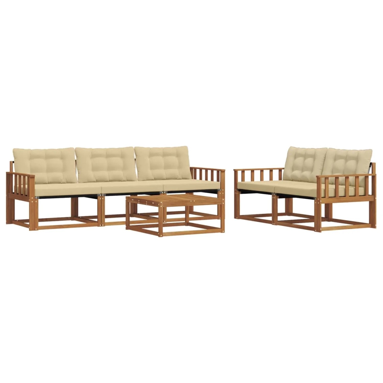 vidaXL Outdoor-Sofagarnitur mit Kissen 6-Tlg Natur und Beige 3369192