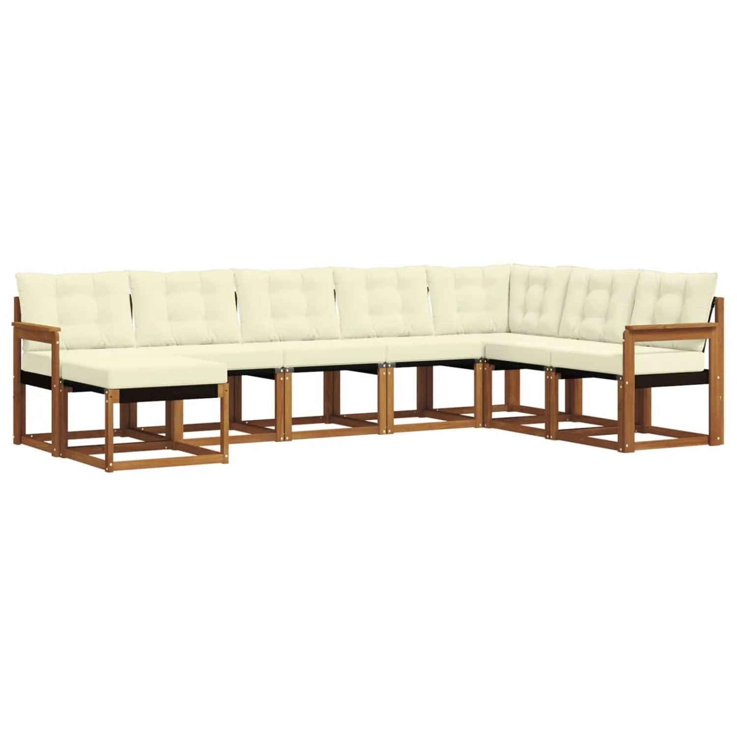 vidaXL Outdoor-Sofagarnitur mit Kissen 8-Tlg Natur und Creme 3368945